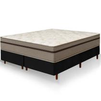 Cama Box Queen Size Preta Colchão Bariloche Molas Ensacadas One Face 158x198x63cm Cama Box Queen Size Preta Colchão Bariloche Molas Ensacadas One Face 158x198x63cm