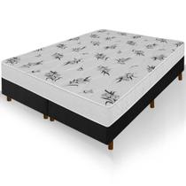 Cama Box Queen Size Preta Colchão Castelar Espuma D33 158x198x57cm