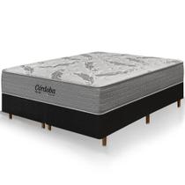 Cama Box Queen Size Preta Colchão Córdoba Molas Ensacadas Duo Face 158x198x70cm Macio