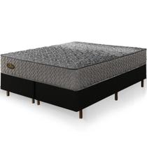 Cama Box Queen Size Preta Colchão Pergamino Molas Ensacadas 158x198x67cm