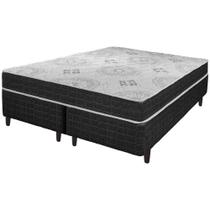 Cama Box Queen Size Preto + Colchão San Francisco Ortopédico Espuma D33 158x198x54cm