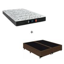 Cama Box Queen - Tecido Sintético Marrom com Colchão Extra Firme D28 - Suporta 80Kg - Aloa