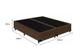 Cama Box Queen - Tecido Sintético Marrom com Colchão Extra Firme D28 - Suporta 80Kg