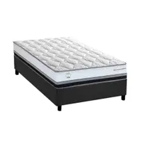 Cama Box Solteirão: Colchão Molas Ensacadas Herval La Playa C1634 + Base CRC Suede Gray (96x203x28)