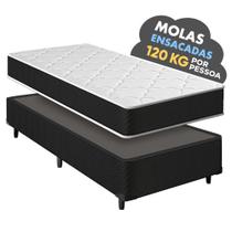 Cama Box Solteirão + Colchão Molas Ensacadas Pergola Europillow 96x188x63cm
