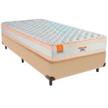 Cama Box Solteirão e Colchão Denver Molas Ensacadas Inducol Bege