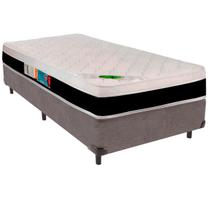 Cama Box Solteirão e Colchão Roma Molas Ensacadas Luckspuma Cinza Cama Box Solteirão e Colchão Roma Molas Ensacadas Luckspuma Cinza