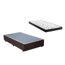 Cama Box Solteirão Marrom + Colchão Espuma D20 110x188x8