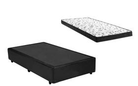 Cama Box Solteirão Preto + Colchão Espuma D33 96x203x15