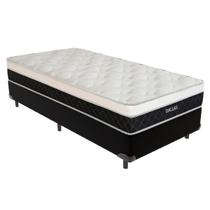 Cama Box Solteirão Preto e Colchão Dallas Molas V-Tech