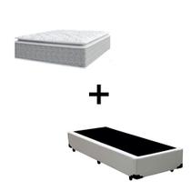 Cama Box Solteiro 88 Sintetico Branco com Colchão Nazar Molas Ensacadas com Pillow Top Bello Box Conforto Espuma da Nasa Viscoeslástico D33 Cinza