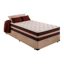 Cama Box Solteiro 88 Suede Bege com Colchão Little Angel Mola Superlastic 63x88x188cm