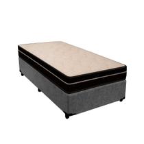 Cama Box Solteiro 88 Suede Cinza com Colchão Paris - Molas Ensacadas Preto 66x88x188