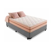 Cama Box Solteiro 88 Suede Cinza com Colchão Pillow Angel Molas Ensacadas 62x88x188