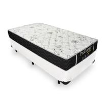 Cama Box Solteiro 88 Tecido Sintético Branco Com Colchão de Molas Sleep Black - Probel - 22x88x188