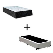 Cama Box Solteiro 88 Tecido Sintético Branco Com Colchão Marrocos - Poliéster - Espuma D33 30cm