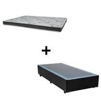 Cama Box Solteiro 88 Tecido Sintético Preto Com Colchão Miller Bello Box - 100% Espuma - D33 Cinza 54x88x188