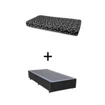 Cama Box Solteiro 88 Tecido Sintético Preto Com Colchão New York Preto D28 - 100% Espuma - 54x88x188 Cama Box Solteiro 88 Tecido Sintético Preto Com Colchão New York Preto D28 - 100% Espuma - 54x88x188
