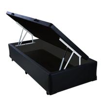 Cama Box Solteiro Americano com Baú Sonnoforte material sintético Preto com Pistão - 096x203