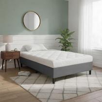 Cama Box Solteiro Base Inteiriça com Revestimento em Tecido Suede Compacta Cinza Cama Box Solteiro Base Inteiriça com Revestimento em Tecido Suede Compacta Cinza