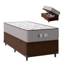 Cama Box Solteiro Baú Colchão Espuma D33 Semi Ortopédico Extra Firme Max Marrom 88x188x68cm