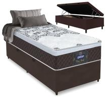 Cama Box Solteiro Baú Colchão Molas Ensacadas Marrom