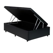 Cama Box Solteiro Baú Suede Preto 88x188x35