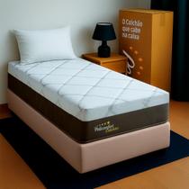 Cama Box Solteiro Bege + Colchão Napoles D28 PoliConfort