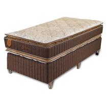 Cama Box Solteiro (Box + Colchão) 78x188x67 Bali Prorelax Molas Ensacadas Pillow Top Duplo - Marrom