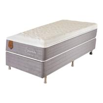 Cama Box Solteiro (Box + Colchão) 78x188x69 Esmeralda Prorelax Molas Ensacadas Pillow In Turn Free - Cinza