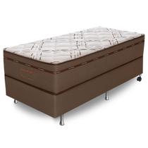 Cama Box Solteiro (Box + Colchão) 78x188x73 Rubi Prorelax Pillow In Turn Free - Marrom