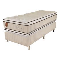 Cama Box Solteiro (Box + Colchão) 88x188x69 Ouro Prorelax Molas Ensacadas Pillow Top Viscoelástico - Bege