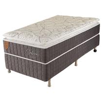 Cama Box Solteiro (Box + Colchão) 88x188x71 Safira Prorelax Molas Ensacadas Pillow Top Viscoelástico - Cinza