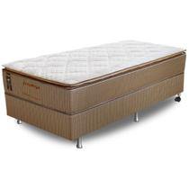 Cama Box Solteiro (Box + Colchão) 96x203x67 Brilhante Prorelax Molas Ensacadas Pillow Top - Marrom