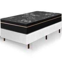 Cama Box Solteiro Branca Colchão Bariloche Molas Ensacadas One Face 88x188x63cm