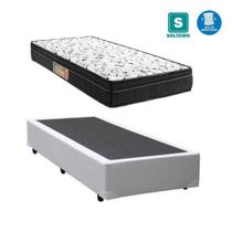 Cama box solteiro branca + colchão mola ensacada 88x188