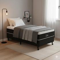 Cama Box Solteiro Castor Black e White Air One Face D45 88x188x50 + Box Castor