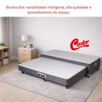 Cama Box Solteiro Castor com Auxiliar Silver Star Acoplada D28 88x188 Cinza