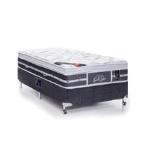 Cama Box Solteiro Castor Super Luxo Latex Grand Plush One Face 88x188x57 + Box Castor Cinza