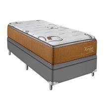 Cama Box Solteiro Cinza Colchão Molas Ensacadas Euro Pillow