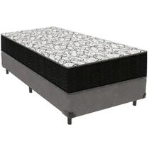 Cama Box Solteiro Cinza + Colchão Solteiro De Espuma D45 - Ortobom - Airtech 150 58x88x188cm Cama Box Solteiro Cinza + Colchão Solteiro De Espuma D45 - Ortobom - Airtech 150 58x88x188cm