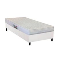 Cama Box Solteiro: Colchão Anatômico Herval AG65 Firme Frontier + Base CRC Courano White(88x188)