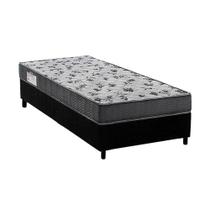 Cama Box Solteiro: Colchão Anatômico Ortobom D33/EP Fort Tech ISO 100 + Base CRC Suede Black(88x188)