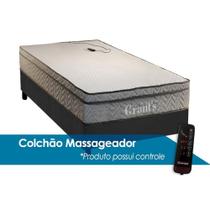 Cama Box Solteiro: Colchão c/Vibro Massagem Paropas D45 Grants + Base CRC Suede Gray(88x188)