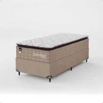 Cama Box Solteiro + Colchão Comfort Class Pillow Top 88x188 Bege/suede Bege Cama Box Solteiro + Colchão Comfort Class Pillow Top 88x188 Bege/suede Bege
