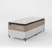 Cama Box Solteiro + Colchão Comfort Class Pillow Top 88x188 Bege/suede Branco Cama Box Solteiro + Colchão Comfort Class Pillow Top 88x188 Bege/suede Branco
