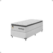 Cama Box Solteiro + Colchão Comfort Class Pillow Top 88x188 Branco/suede Branco Cama Box Solteiro + Colchão Comfort Class Pillow Top 88x188 Branco/suede Branco