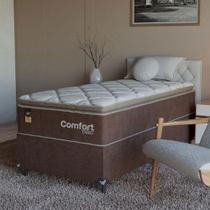 Cama Box Solteiro + Colchão Comfort Class Pillow Top 88x188 Marrom/suede Marrom