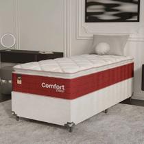Cama Box Solteiro + Colchão Comfort Class Pillow Top 88x188 Vinho/suede Branco Cama Box Solteiro + Colchão Comfort Class Pillow Top 88x188 Vinho/suede Branco