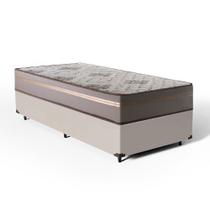 Cama Box Solteiro + Colchão D33 Millenium One Face Bege 88x188x58cm - Suporta até 120Kg Por Pessoa